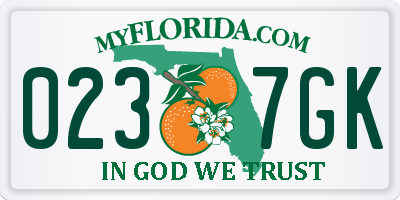 FL license plate 0237GK