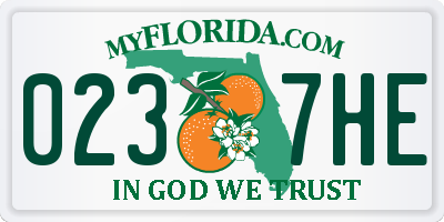 FL license plate 0237HE