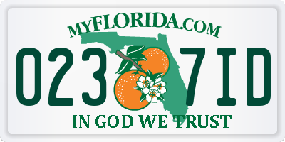 FL license plate 0237ID