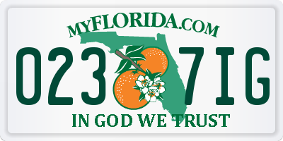 FL license plate 0237IG