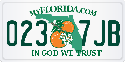 FL license plate 0237JB