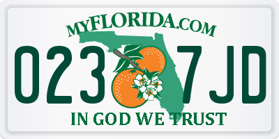 FL license plate 0237JD