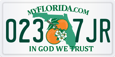 FL license plate 0237JR