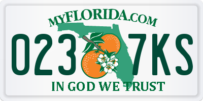 FL license plate 0237KS