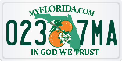 FL license plate 0237MA