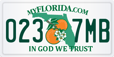 FL license plate 0237MB