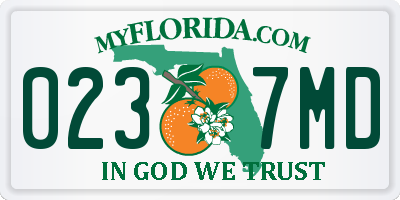FL license plate 0237MD
