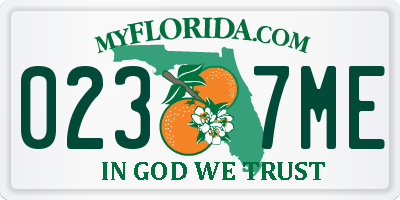 FL license plate 0237ME