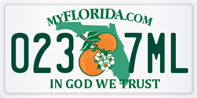 FL license plate 0237ML
