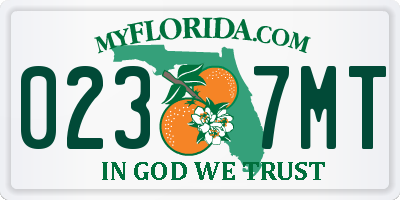 FL license plate 0237MT