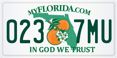 FL license plate 0237MU
