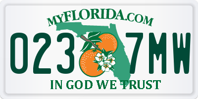 FL license plate 0237MW