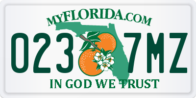 FL license plate 0237MZ