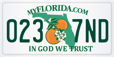 FL license plate 0237ND
