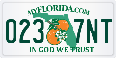 FL license plate 0237NT