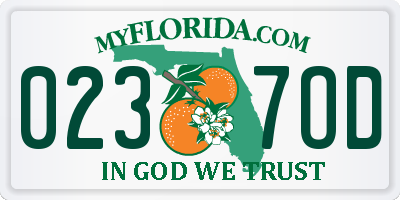 FL license plate 0237OD