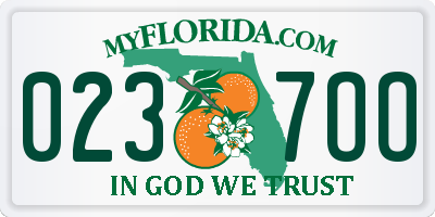 FL license plate 0237OO