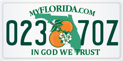 FL license plate 0237OZ