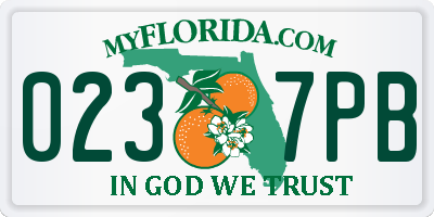 FL license plate 0237PB