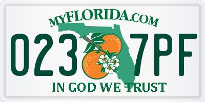 FL license plate 0237PF