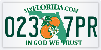 FL license plate 0237PR
