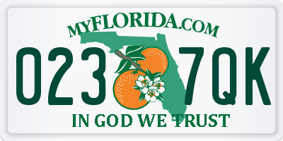 FL license plate 0237QK