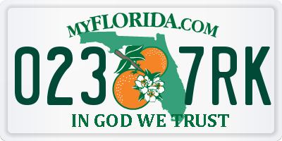 FL license plate 0237RK