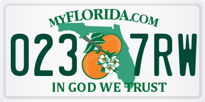FL license plate 0237RW