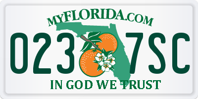 FL license plate 0237SC