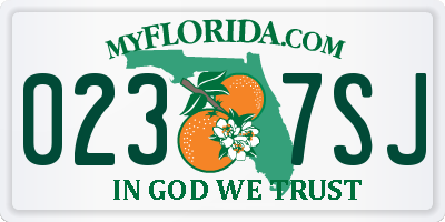 FL license plate 0237SJ