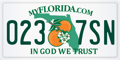 FL license plate 0237SN