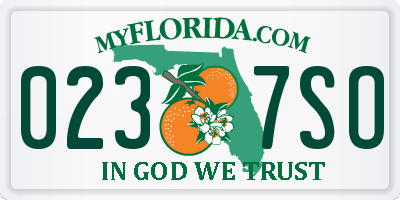 FL license plate 0237SO