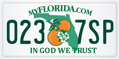 FL license plate 0237SP
