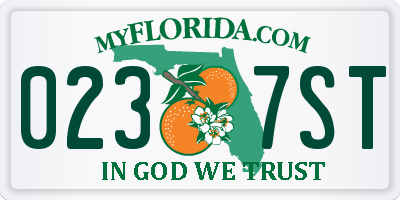 FL license plate 0237ST