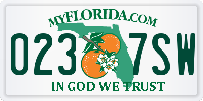 FL license plate 0237SW