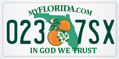 FL license plate 0237SX