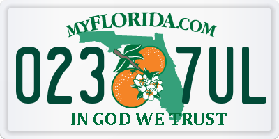 FL license plate 0237UL