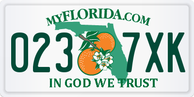 FL license plate 0237XK