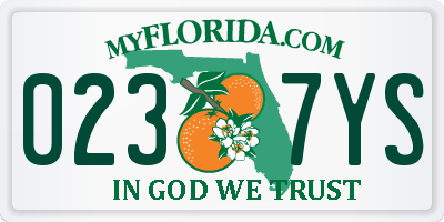 FL license plate 0237YS