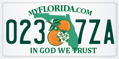 FL license plate 0237ZA