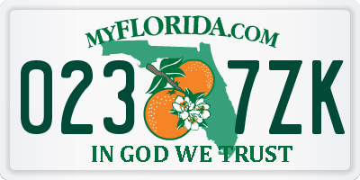 FL license plate 0237ZK