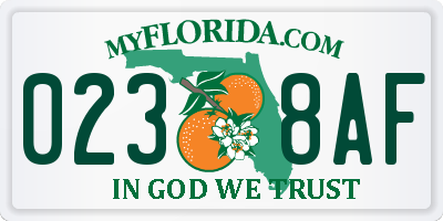 FL license plate 0238AF
