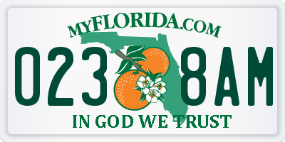 FL license plate 0238AM