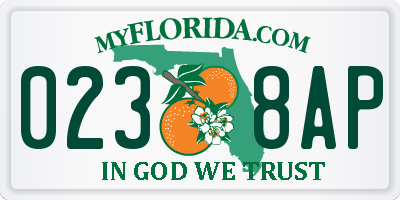 FL license plate 0238AP