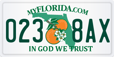 FL license plate 0238AX