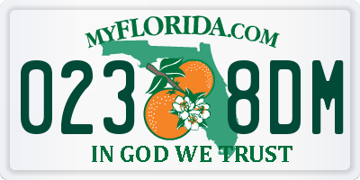 FL license plate 0238DM