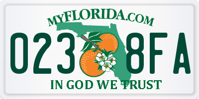 FL license plate 0238FA