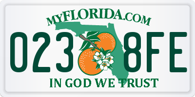 FL license plate 0238FE