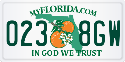 FL license plate 0238GW