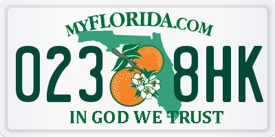 FL license plate 0238HK